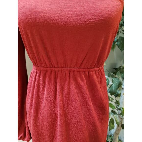 Judith March Women's Red Polyester Pleated One Shoulder Fit & Flare Dress Large - Picture 4 of 11